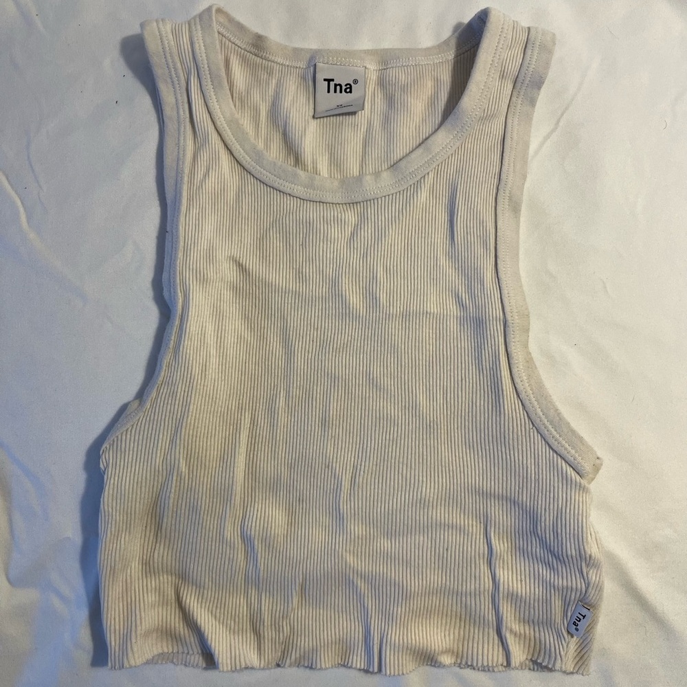Tna White Ribbed Tank Top